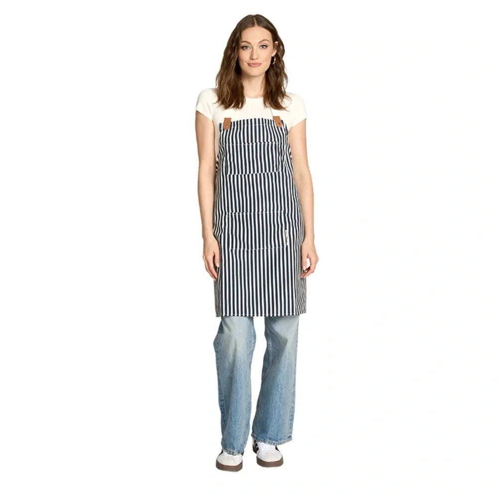 Business & Pleasure Co. - Lauren’s Navy Stripe Apron - Picture 2 of 5